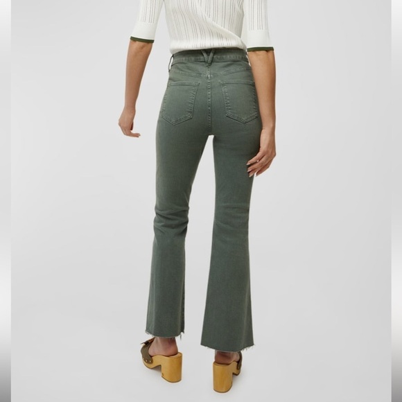 Veronica Beard Carson Flared Raw Hem Ankle Jeans in Green Size 25 - Picture 3 of 14